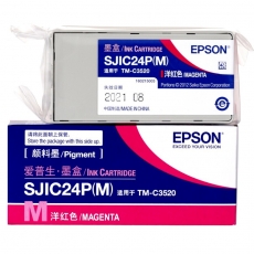 爱普生EPSONSJIC24P（M原装标签打印机洋红色墨盒适用机型TM-C3520CLPSJIC24P(M)原装标签打印机洋红色墨盒